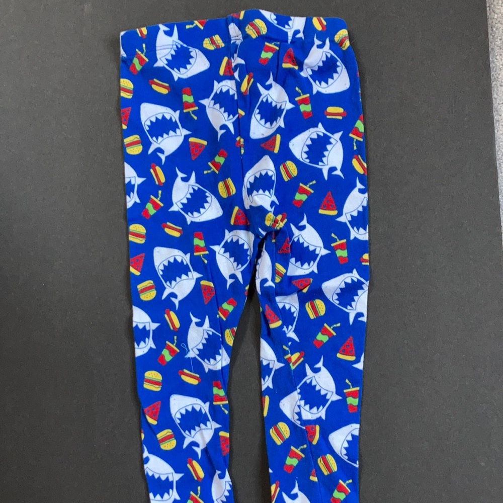 Toddler's Leggings Sharks/Hamburgers/Hotdogs/Pizzas Print Blue/White/Grey Pajama